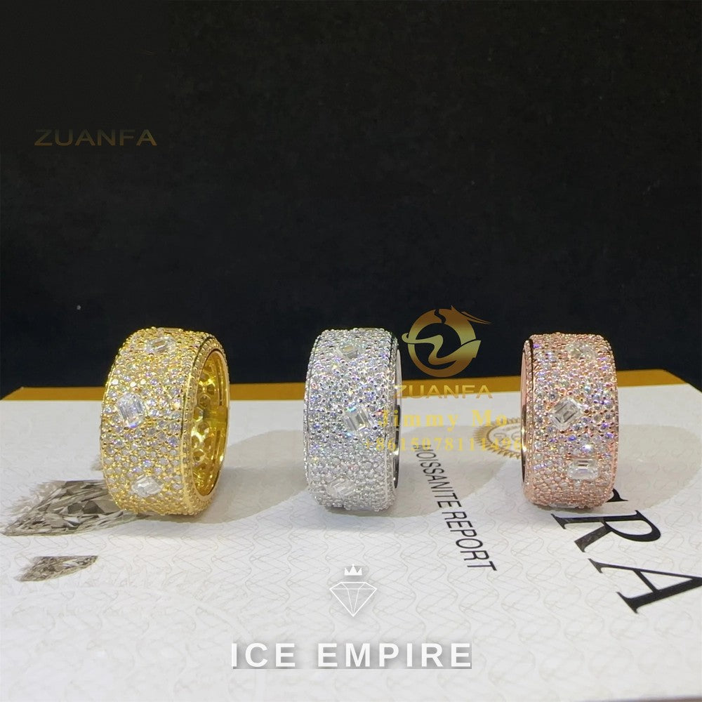 Iced Out 925 Silver Moissanite Ring