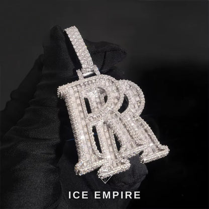 Iced Out Baguette 925 Silver Pendant
