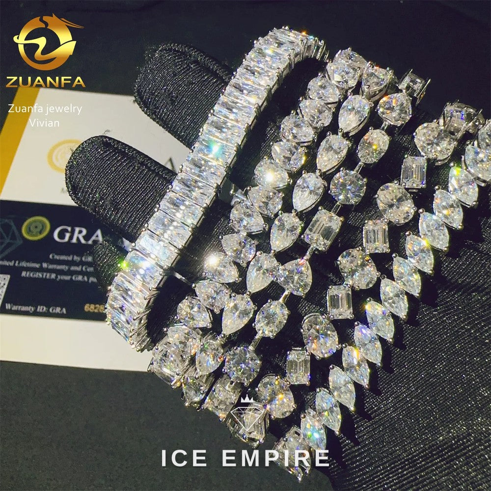 Iced Out 925 Silver Moissanite Tennis Chain