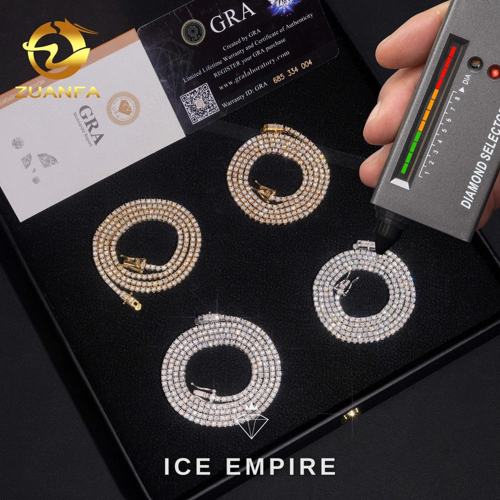 Iced Out 925 Silver Moissanite Tennis Chain