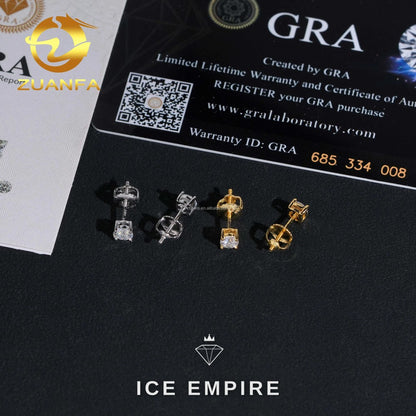 Iced Out Gold Plated Moissanite Stud Earrings