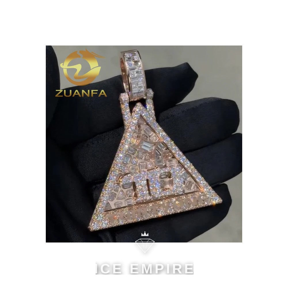 Iced Out Baguette Rose Gold Plated Moissanite Cuban Chain