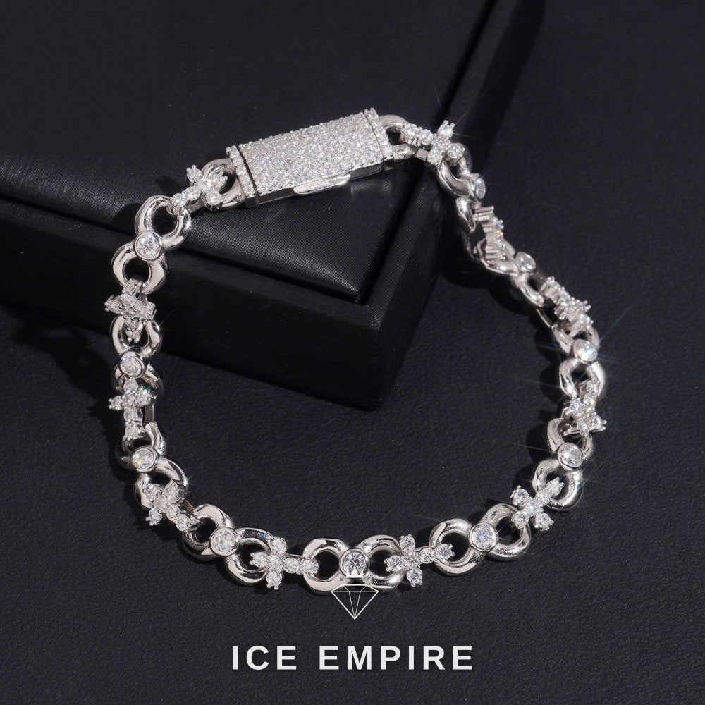 Iced Out Cross 925 Silver Moissanite Cuban Chain