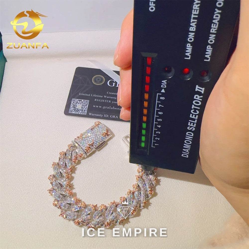 Iced Out 925 Silver Moissanite Cuban Chain