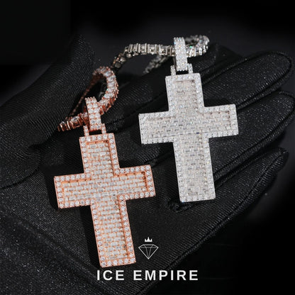 Iced Out Cross Rose Gold Plated Tennis Chain