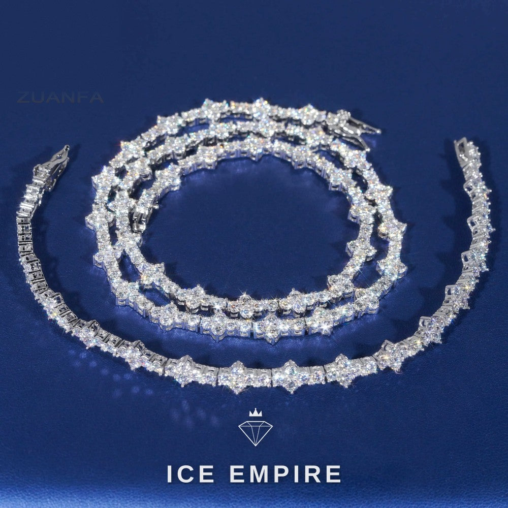 Iced Out Cross Rose Gold Plated Moissanite Cuban Chain