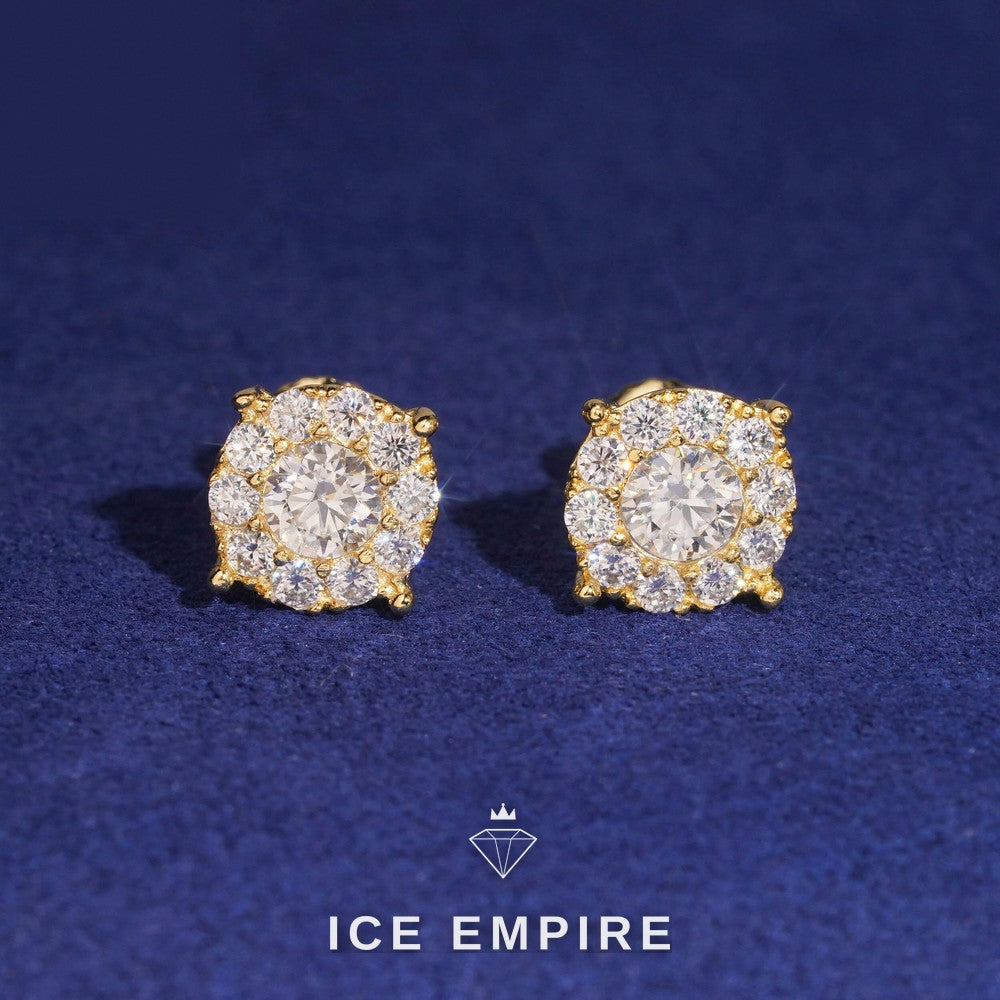 Iced Out 925 Silver Moissanite Stud Earrings