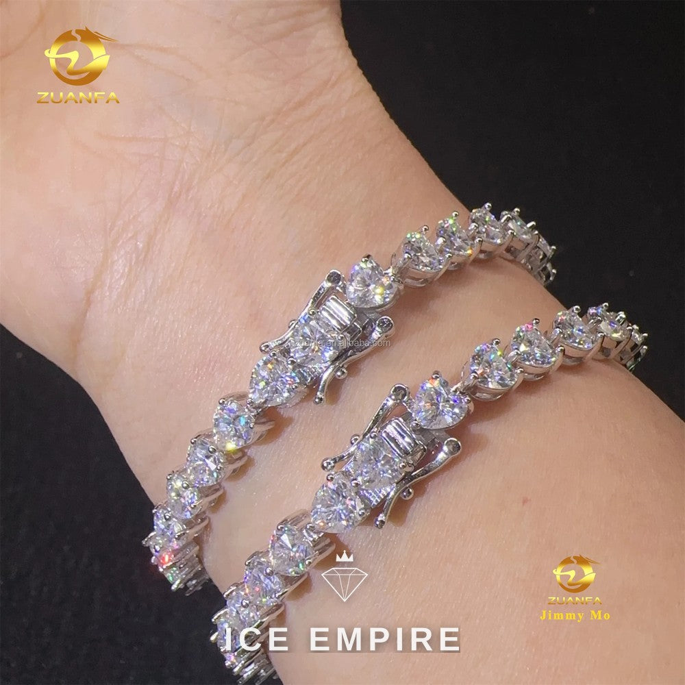 Iced Out Heart Gold Plated Moissanite Tennis Chain