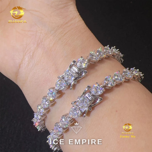 Iced Out Heart Gold Plated Moissanite Tennis Chain