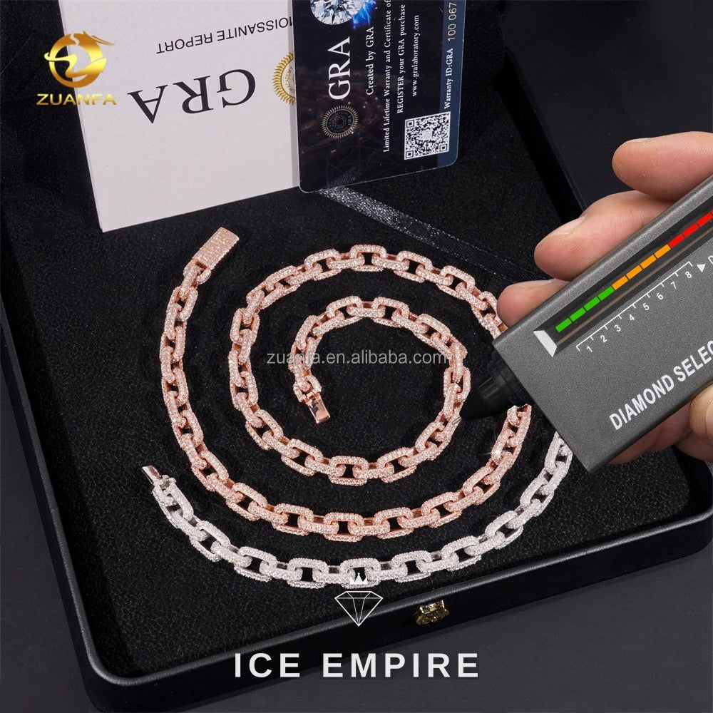 Iced Out 925 Silver Moissanite Cuban Chain