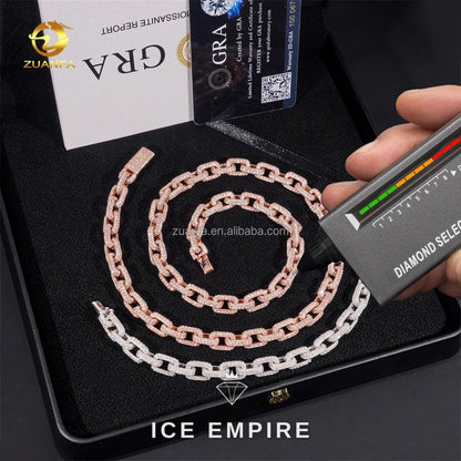 Iced Out 925 Silver Moissanite Cuban Chain