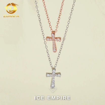 Iced Out Cross Rose Gold Plated Moissanite Cuban Chain