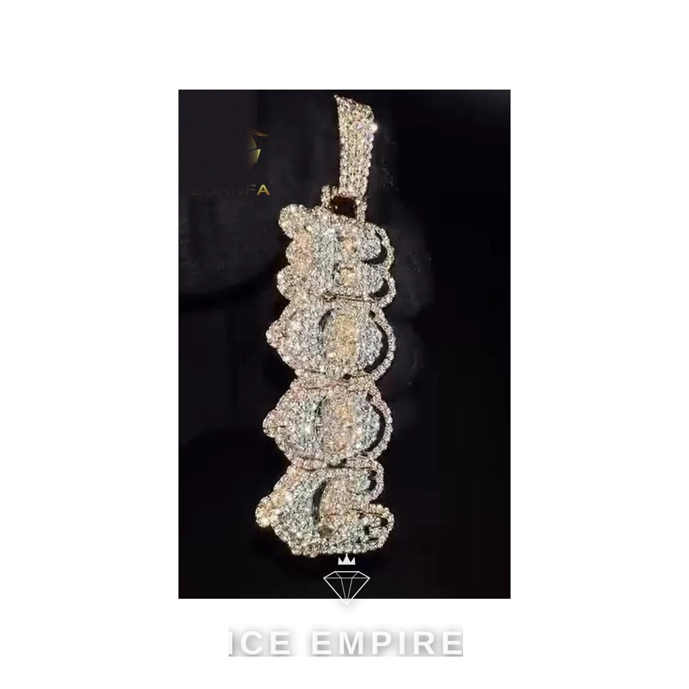 Iced Out Baguette Rose Gold Plated Moissanite Pendant