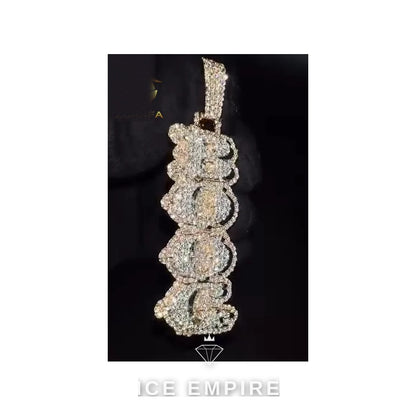 Iced Out Baguette Rose Gold Plated Moissanite Pendant