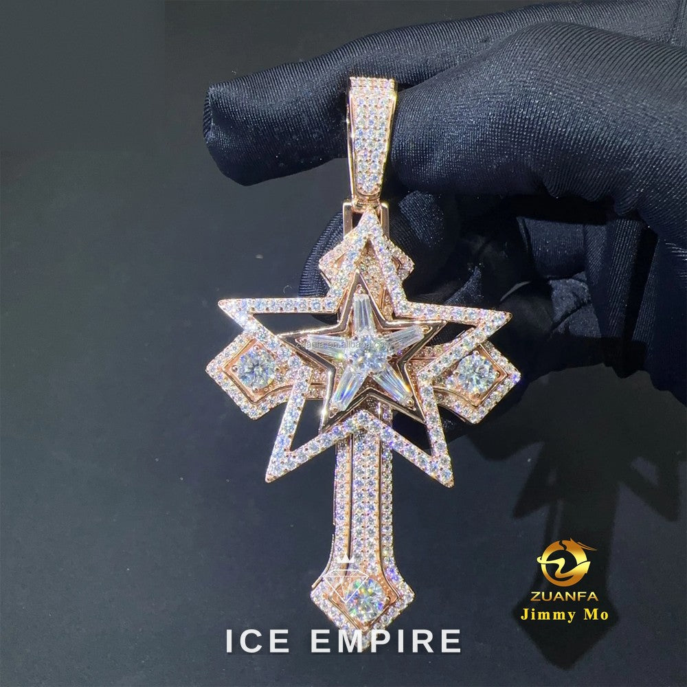 Iced Out Cross 925 Silver Pendant