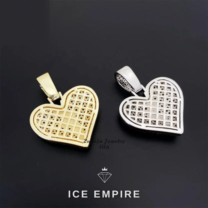 Iced Out Heart 925 Silver Moissanite Pendant