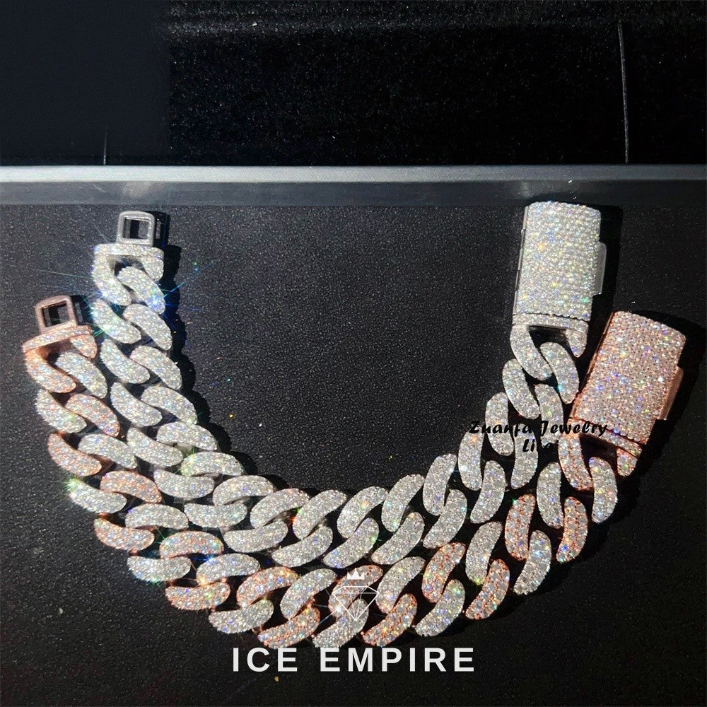 Iced Out 925 Silver Moissanite Cuban Chain