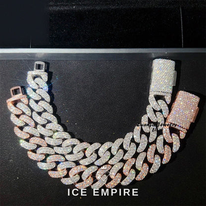 Iced Out 925 Silver Moissanite Cuban Chain