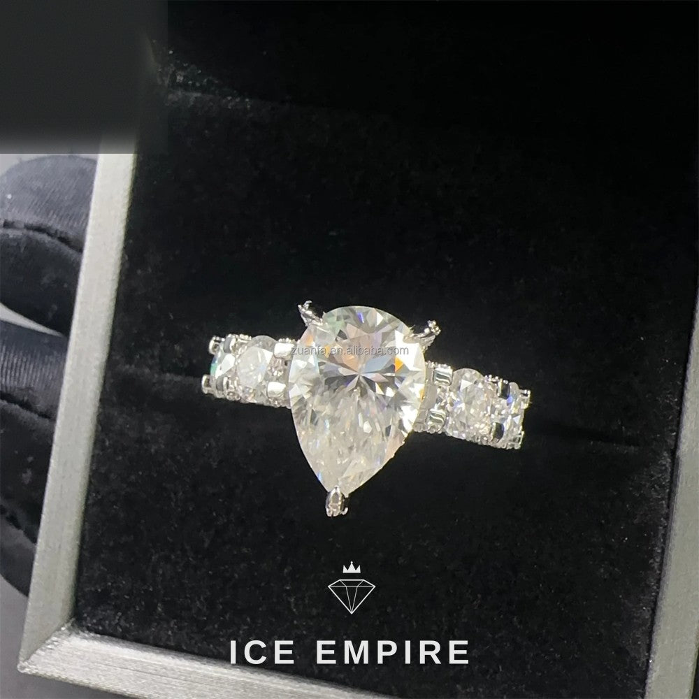 Iced Out 925 Silver Moissanite Engagement Ring