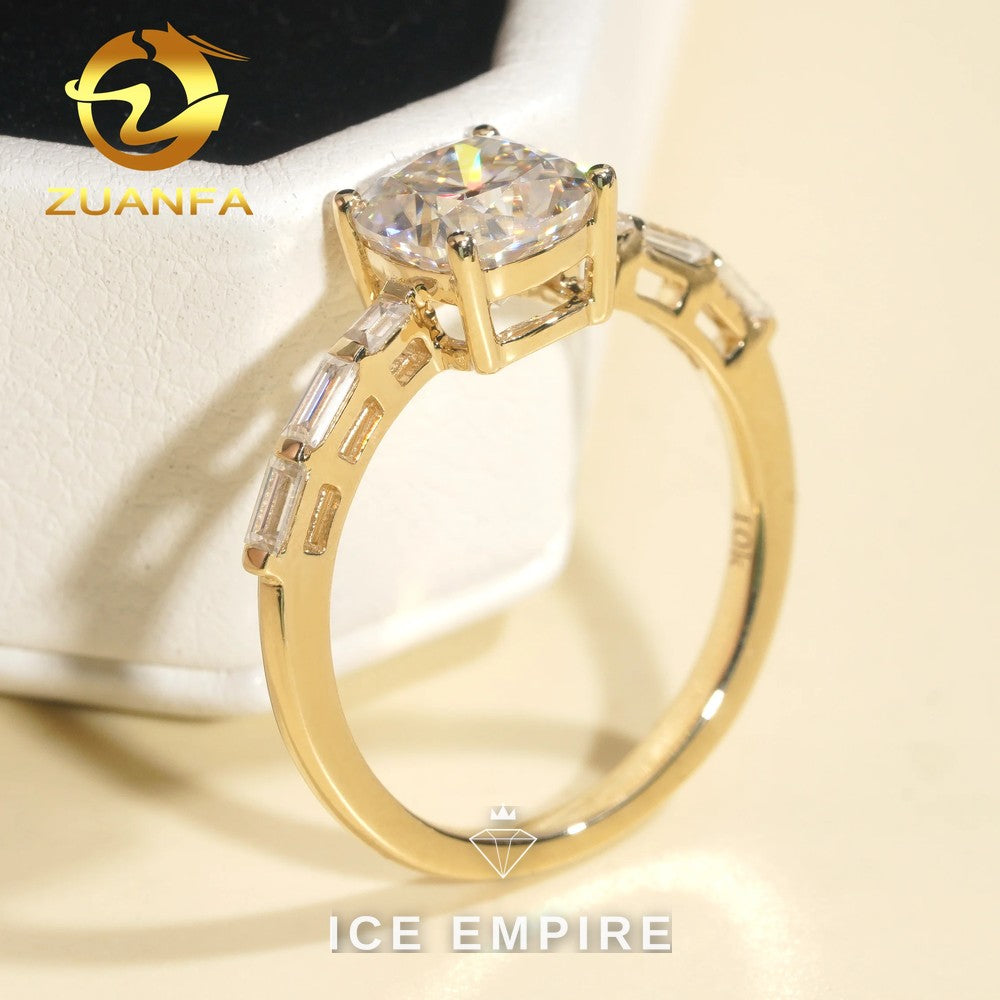 Iced Out 10K Gold Moissanite Engagement Ring