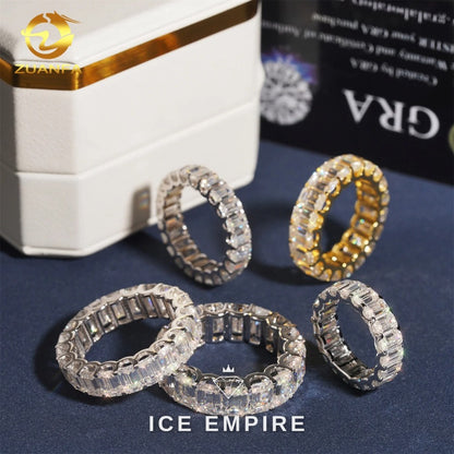 Iced Out 925 Silver Moissanite Engagement Ring