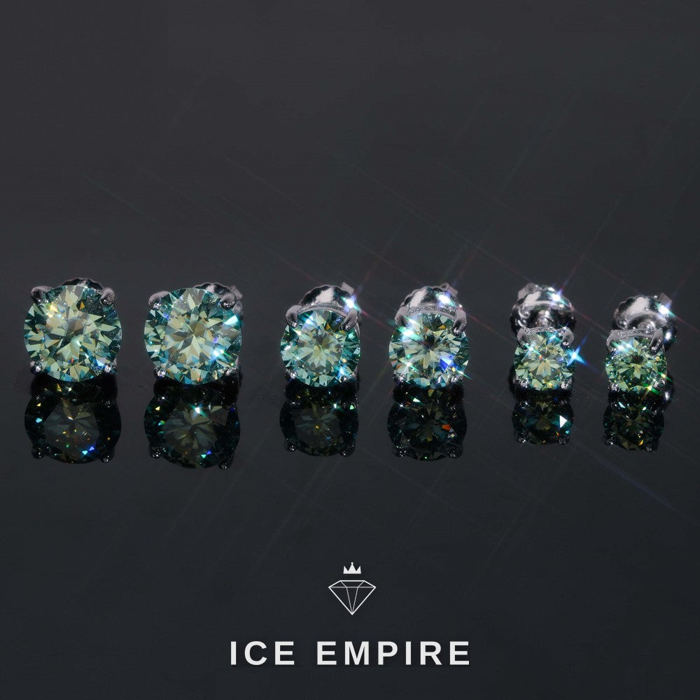 Iced Out 925 Silver Moissanite Stud Earrings