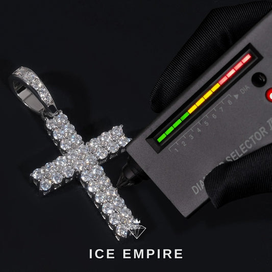 Iced Out Cross 925 Silver Pendant