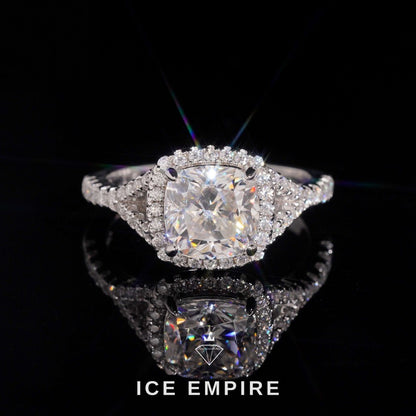 Iced Out Cluster Rose Gold Plated Moissanite Wedding Band
