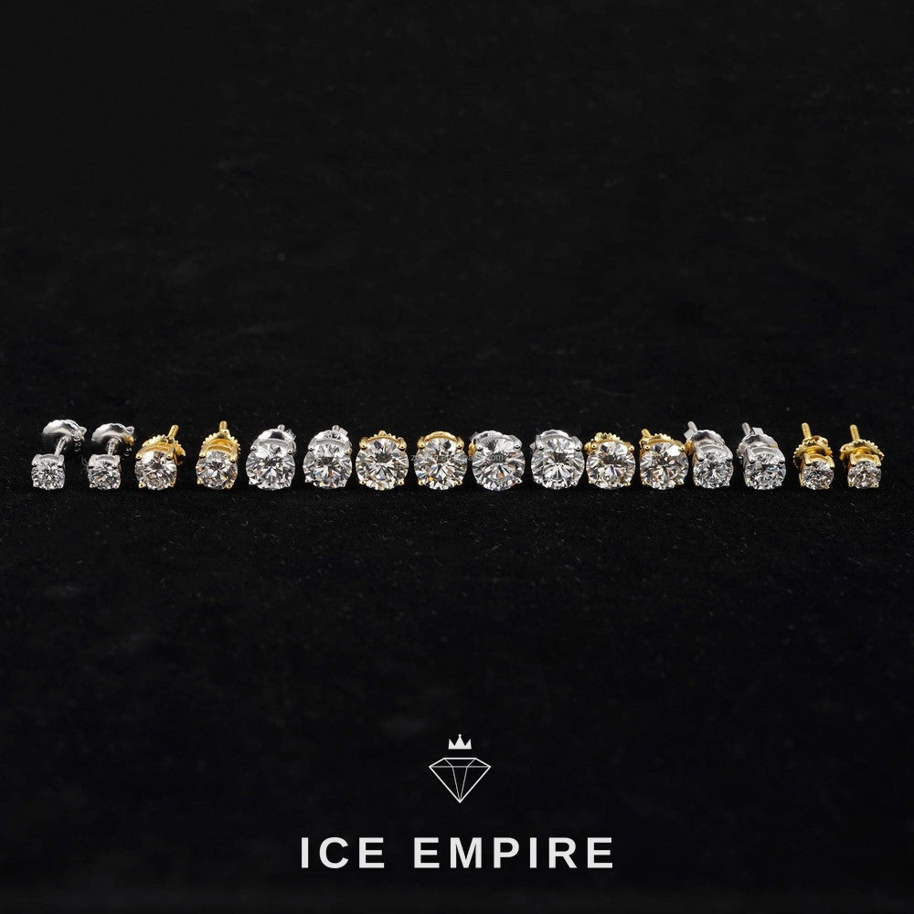 Iced Out 925 Silver Lab Grown Diamond Stud Earrings