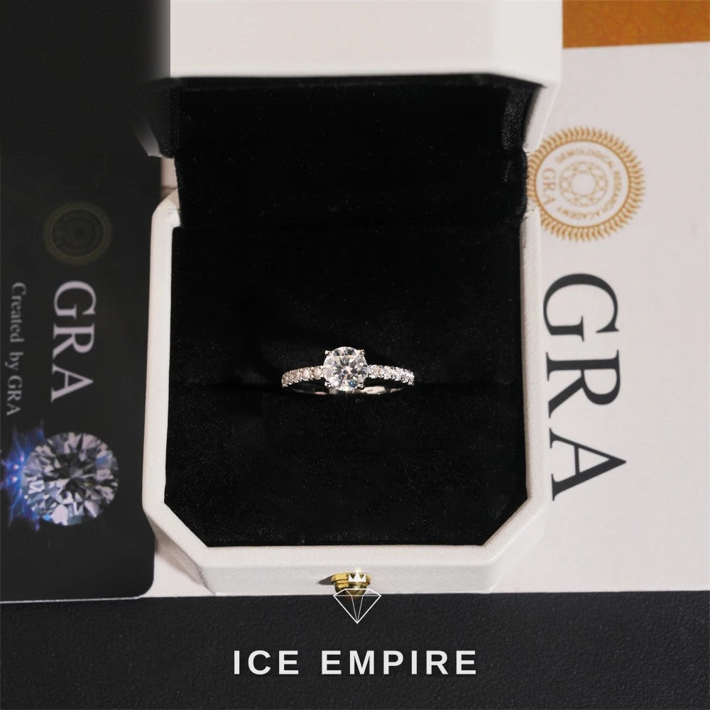 Iced Out Baguette 925 Silver Moissanite Engagement Ring