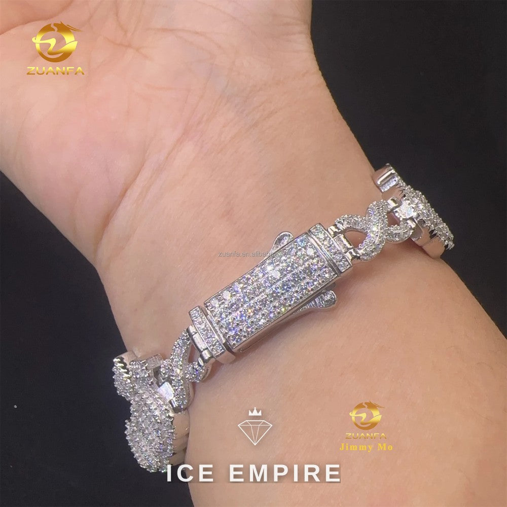 Iced Out 925 Silver Moissanite Cuban Chain