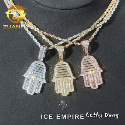 Iced Out Baguette Rose Gold Plated Moissanite Pendant