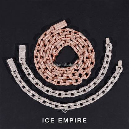 Iced Out 925 Silver Moissanite Cuban Chain