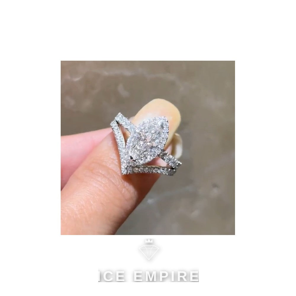 Iced Out 14K Gold Moissanite Engagement Ring