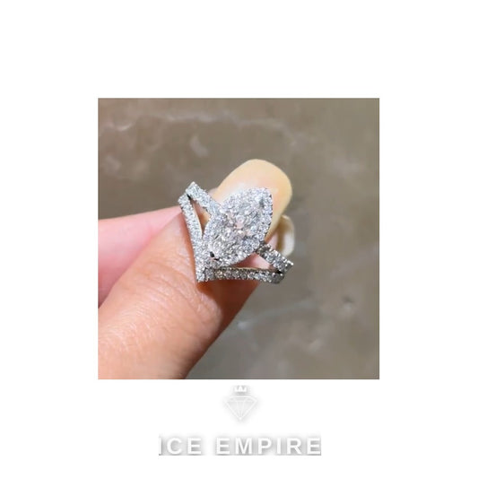 Iced Out 14K Gold Moissanite Engagement Ring