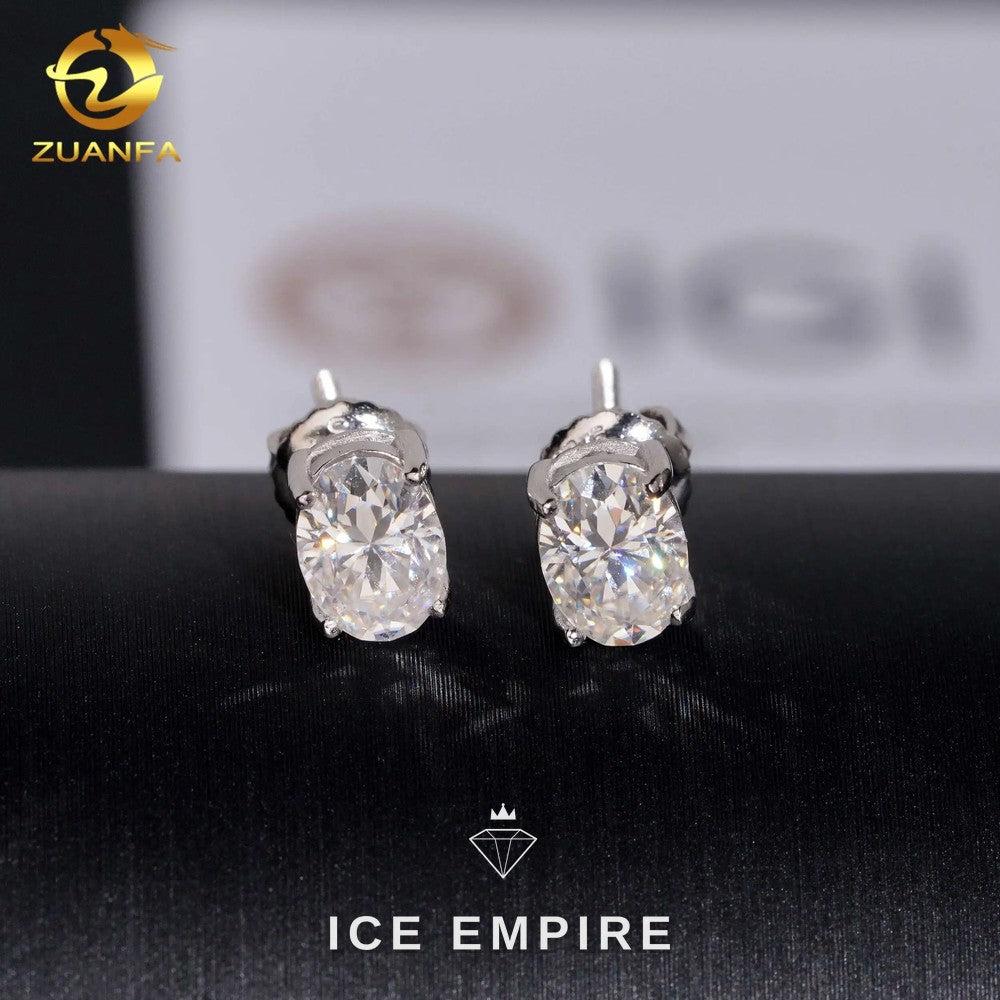Iced Out 10K Gold Lab Grown Diamond Stud Earrings