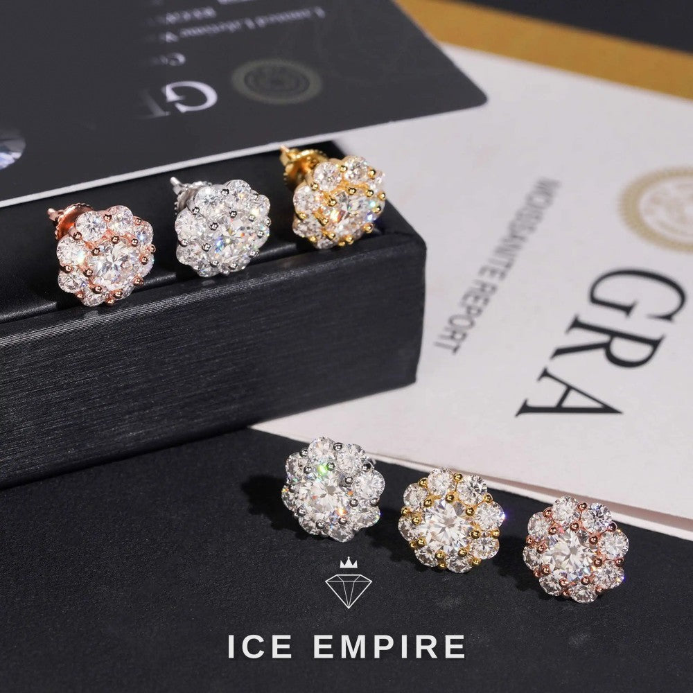 Iced Out 925 Silver Moissanite Stud Earrings