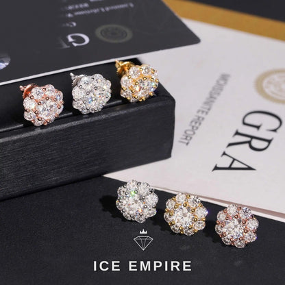 Iced Out 925 Silver Moissanite Stud Earrings