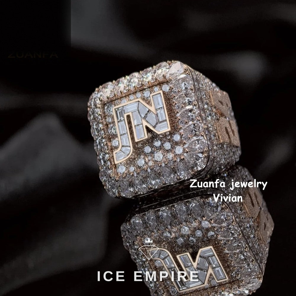Iced Out Rose Gold Plated Moissanite Ring