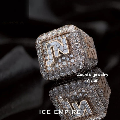 Iced Out Rose Gold Plated Moissanite Ring