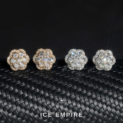 Iced Out Cluster 14K Gold Lab Grown Diamond Earrings