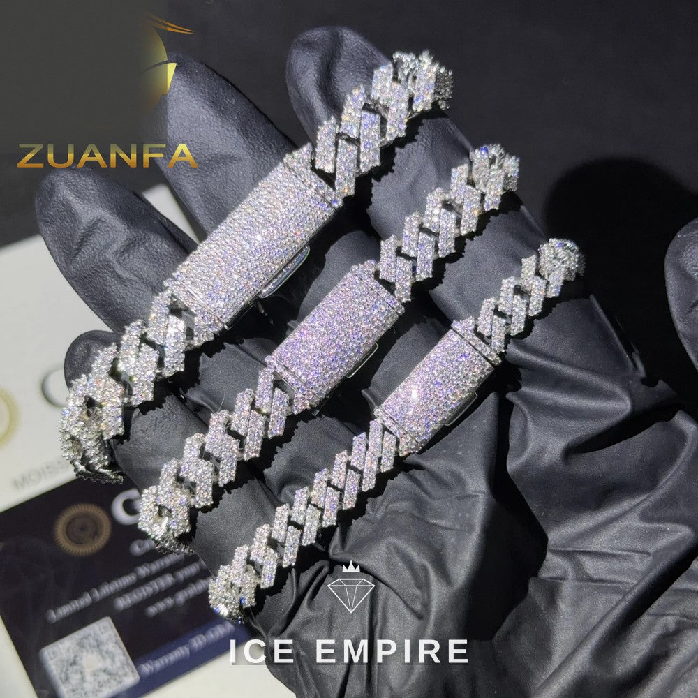 Iced Out 925 Silver Moissanite Cuban Chain