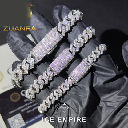Iced Out 925 Silver Moissanite Cuban Chain