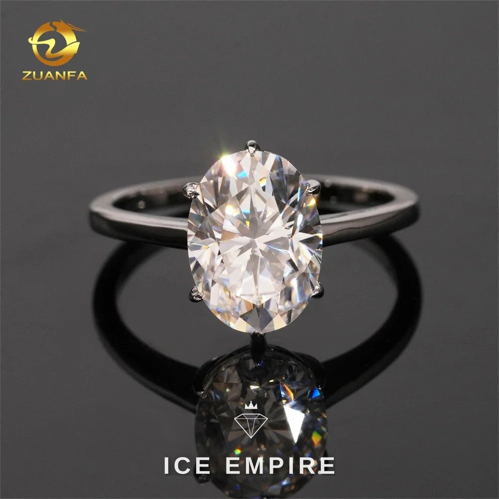 Iced Out 925 Silver Moissanite Engagement Ring