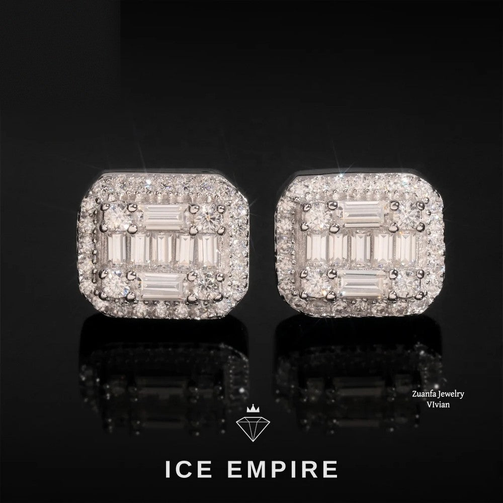 Iced Out 925 Silver Moissanite Earrings