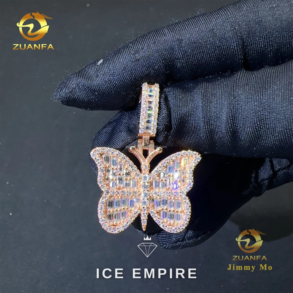 Iced Out Cross Rose Gold Plated Moissanite Pendant