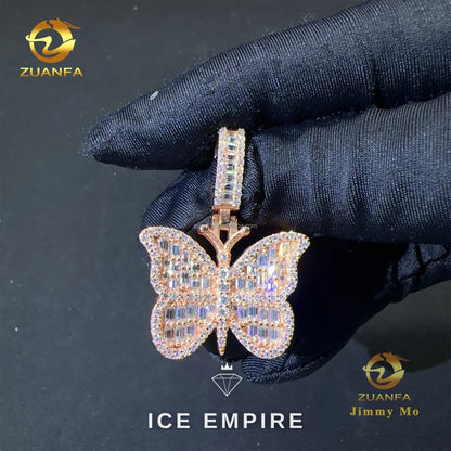 Iced Out Cross Rose Gold Plated Moissanite Pendant
