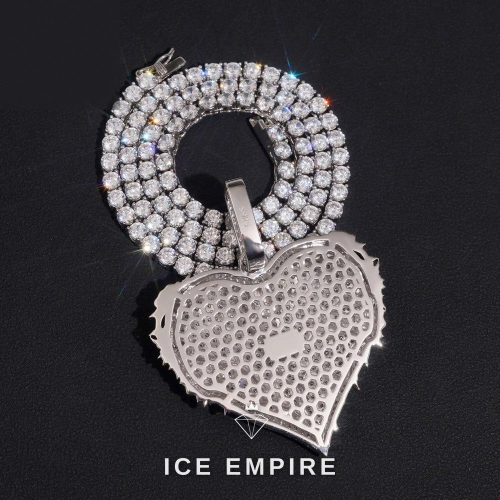 Iced Out Heart Rose Gold Plated Moissanite Pendant