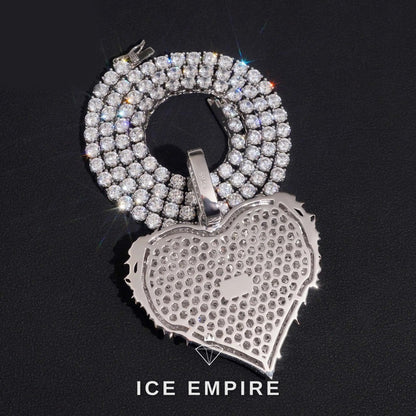 Iced Out Heart Rose Gold Plated Moissanite Pendant