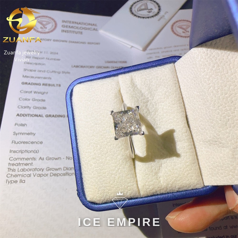 Iced Out Cluster 18K Gold Lab Grown Diamond Engagement Ring